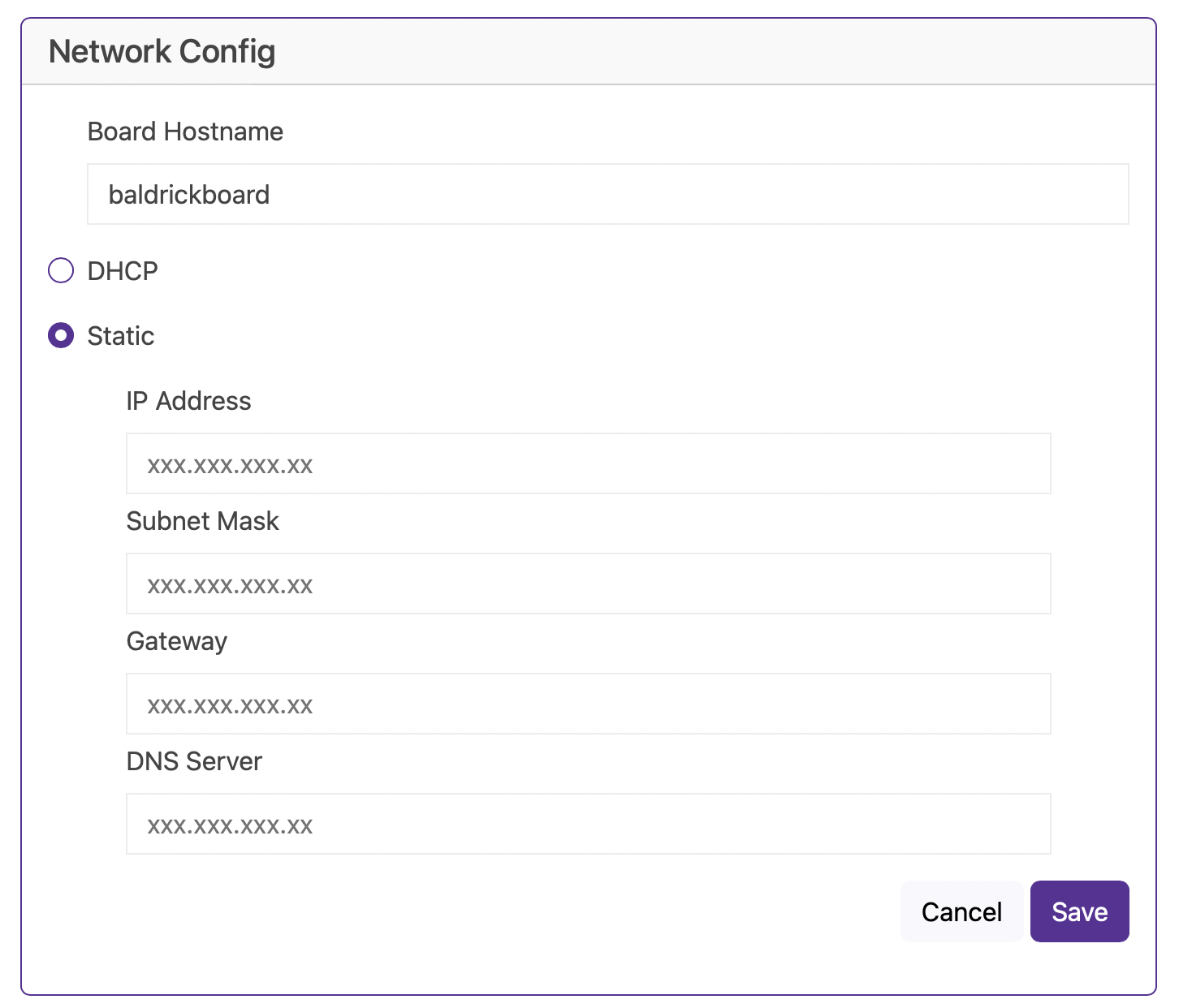 Baldrick8 Web Interface Networking 