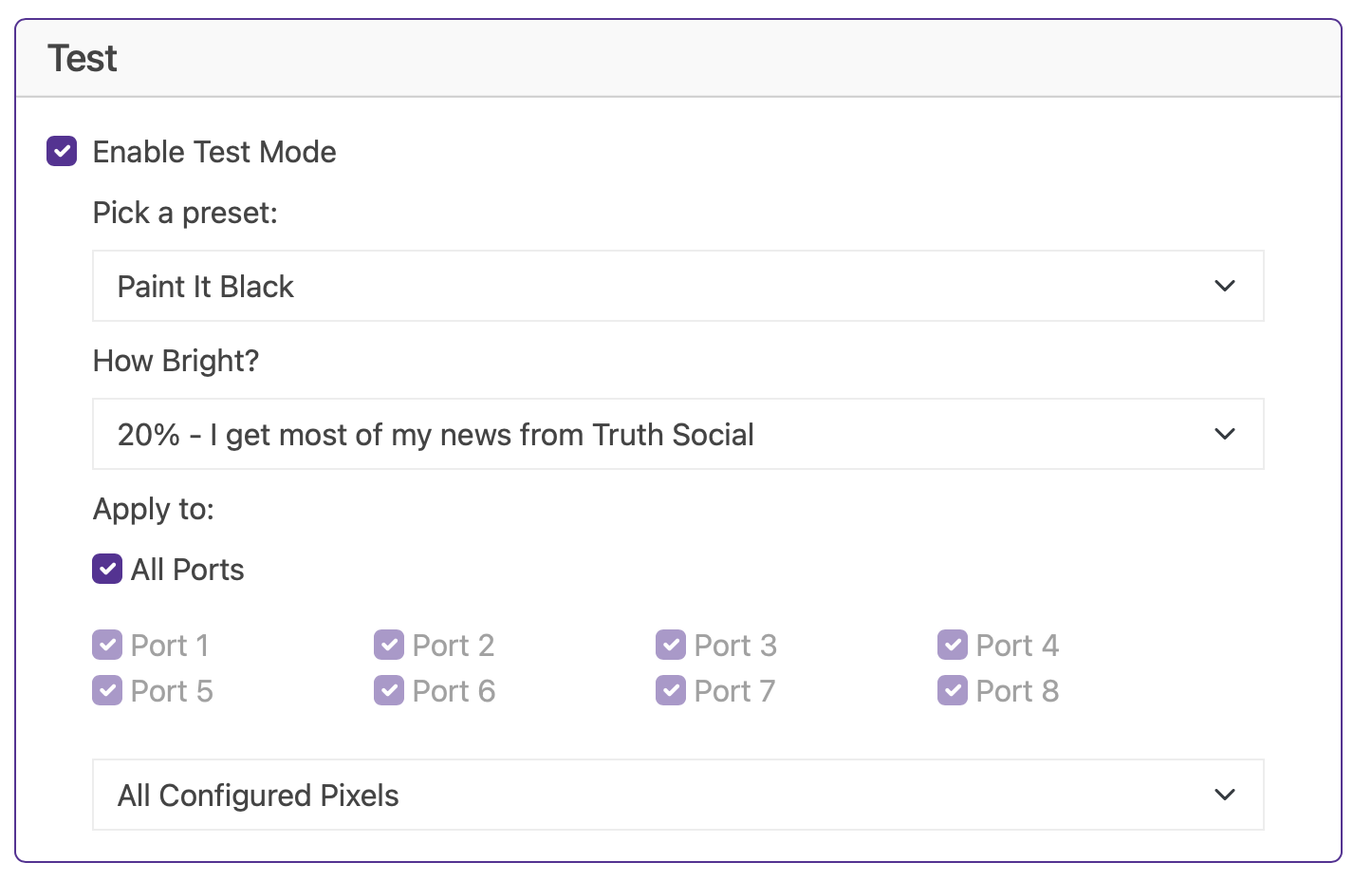 Baldrick8 Web Interface test 